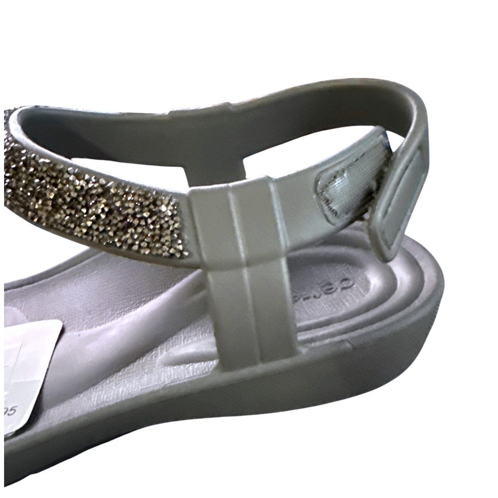 Aetrex Womens Size 8 Skyler Pewter Gray Embellished Sandal NWT